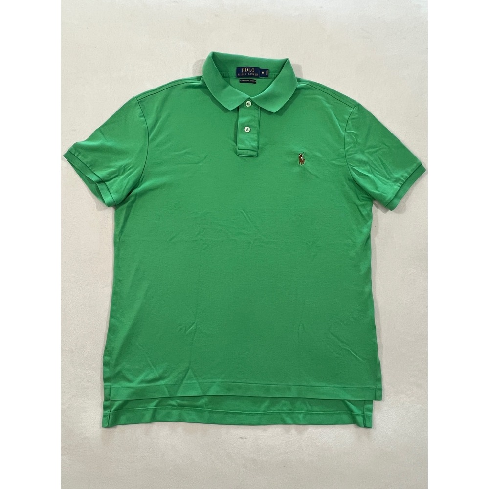 Polo Ralph Lauren Men Green Pima Soft Touch Cotton Short Sleeve Polo Shirt M
